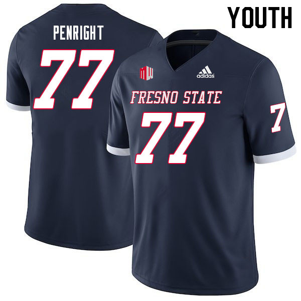 Youth #77 Toreon Penright Fresno State Bulldogs College Football Jerseys Sale-Navy
